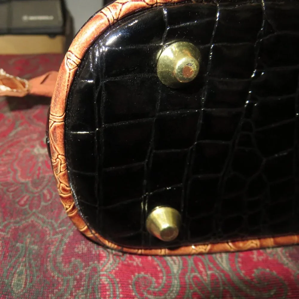 SAMANTHA BROWN Insulated Travel Wine Cocktail Cooler Tote Croc Embossed Leather